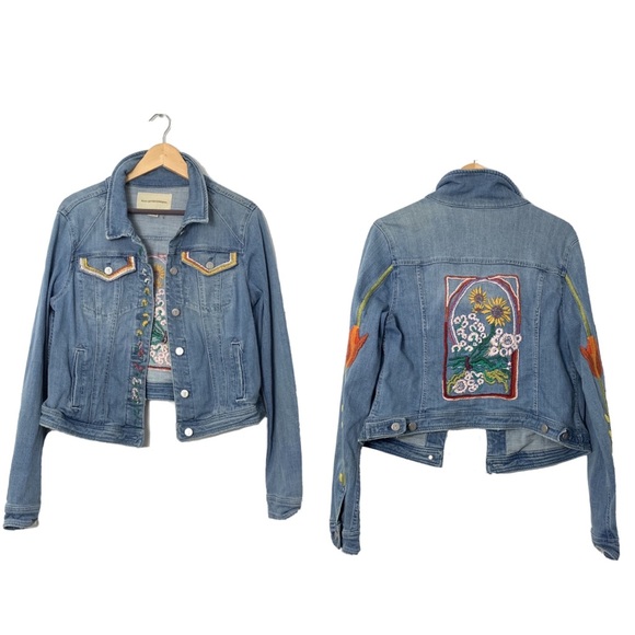pilcro embroidered denim jacket